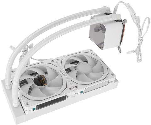ASHATA Flytande CPU-kylare, 240 Mm AIO-kylare, 2,2 Tums LCD-skärm, ARGB CPU-vätskekylare, Close Loop-vattenkylare för AM4 AM5-sockel, Perfekt för Stationär Speldator (Vit)