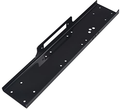 Runheo Piastra di montaggio universale per verricello manuale, verricello elettrico, verricello di carico in acciaio verniciato a polvere, nero, 92 x 18 x 8,5 cm, adatto per barche, rimorchi, officine