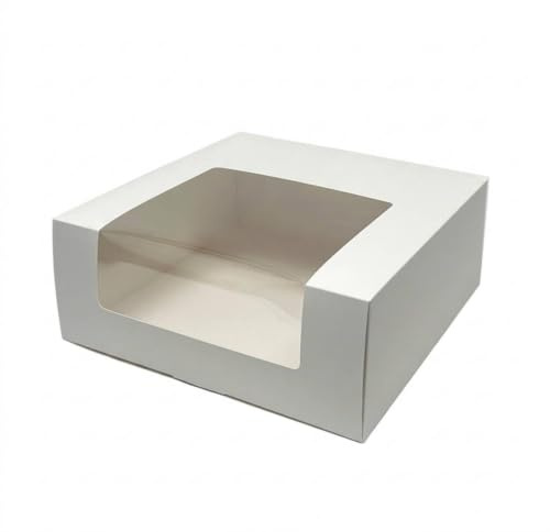 petsola Hutschachtel mit Fenster faltbar Präsentationsbox mit Sichtfenster rechteckig Geschenkbox Fenster für Geschenkverpackung, aufbewahrung, Schwarz, 30x30x14cm