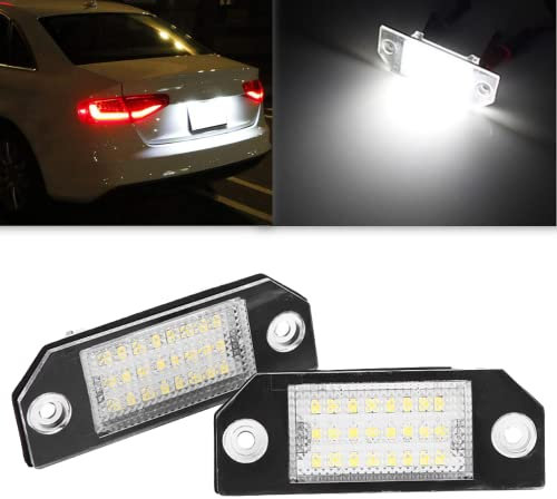 LED Number Plate Lights 2pcs 24 LED Beads License Plate Rear Lamps Lights Car License Plate Lights Lamp Replacement for C- 2003-2010 Focus MK2 2003-2008