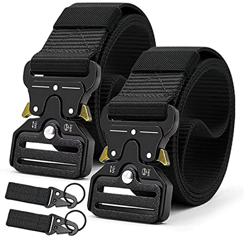 DOOPAI Taktischer Gürtel Herren 2er,Militär Gürtel Herren Taktischer, OutdoorGürtel für Männer Schwarz