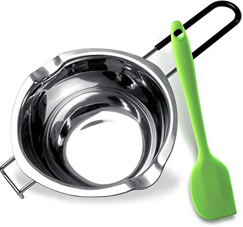 Sysmie Double Boiler Melting Pot with 600ML,Stainless Steel Chocolate Melting Pot with Heat Resistant Handle for Butter Candy Butter Cheese, Candle Making