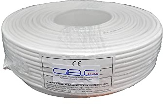 Glac Store® Cavo Cavi Allarme 8 Fili Bobina 6X0,22+2X0,50 mm 6+2 Matassa da 100 metri CCA Schermato Professionale Certificato Anti Propagazione in caso di Incendio