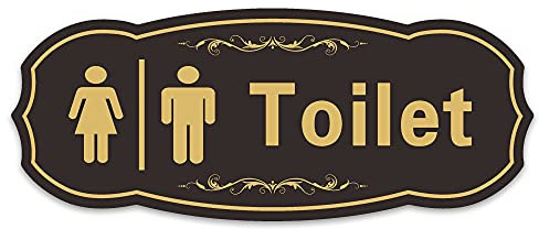 Toilet Sign, Restroom Washroom Sign, for Home Business Office Door Wall, 22 x 9 x 0.3 cm Acrylic with Strong Self-Adhesive Tape for Easy Installation, 1 Pack