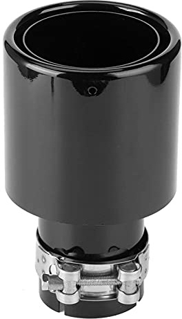 Yctze Embout d'Échappement Universel en Acier Inoxydable, Double Couche, Noir, 63mm Entrée, 101mm Sortie, Style Curled
