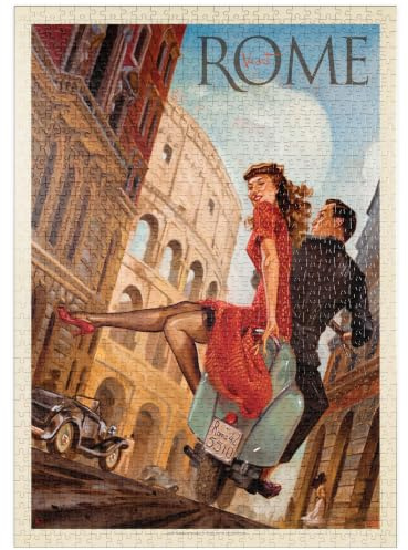MyPuzzle Italien: Rom mit der Vespa, Vintage Poster - Premium 1000 Teile Puzzle - MyPuzzle Sonderkollektion von Anderson Design Group