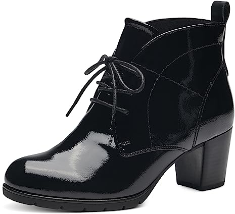 MARCO TOZZI Stivaletti Donna con Lacci Eleganti, Black Patent, 39 EU