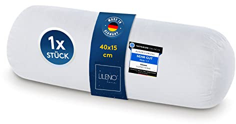 LILENO HOME Microfaser Nackenrolle 15x40 cm [1er Set] bis 95 Grad waschbar mit Reißverschluss - Kopfkissen 15x40 cm als Kissen-Füllung für Bett oder als Deko-Kissen - Sofa-Kissen & Zier-Kissen