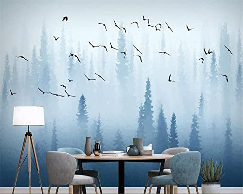 Carta Da Parati Moderna Con Foto Foresta Di Nebbia Di Scenario Naturale 3D Murale Carta Da Parati Soggiorno Tv Camera Da Letto Ragazzo Ragazza Camera Dei Bambini Autoadesivo Gigante 140(L) x70(H) cm