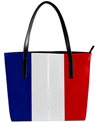 Schultertasche, leicht, lässig, Schultasche, Lehrertasche, Handtasche, Geldbörse, französische Flagge, blau, weiß, rot, gestreift, Mehrfarbig