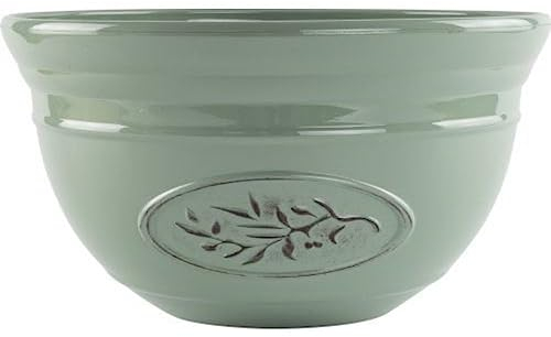 AKKIN Garden Supplies Decorative High Qaulity Round Plastic Olive Bowl Planter Plant Pot Green - 30cm (D) 18cm (H) 6 Litre Volume - Indoor or Outdoor Use