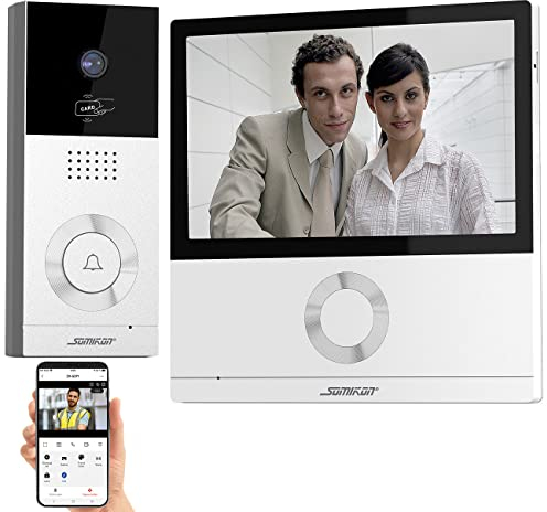 Somikon Video Gegensprechanlage: Full-HD-Video-Türsprechanlage mit Touchscreen, App, Versandrückläufer (Sprechanlagen, Tür-Sprechanlage, Überwachungskamera)