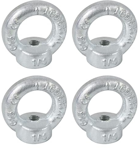 Zadery 1/4-20 Lifting Eye Nuts, Drop Forged C15 Galvanized Threaded Fastener, UNC Standard Ring Shape Lifting Eye Nut, 4 Packs