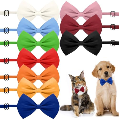 10 Stück Hundehalsbänder mit Fliege in 10 Farben - Klassische, weiche und verstellbare Halsbänder für kleine und mittelgroße Hunde sowie Katzen.