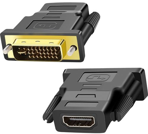 SAISN 2 Pack Bi-Directional HDMI to DVI Adapter, 1080P DVI-I (24+5) Male to HDMI Female Converter for Monitor, HDTV, Projector, Blu-ray