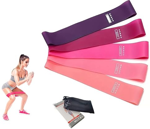 fdsmall Widerstandsbänder Set, 5 Stück, Hautfreundliche Resistance Bands mit 5 Widerstandsstufen für Krafttraining, Yoga, Gym, Pilates und Fitness