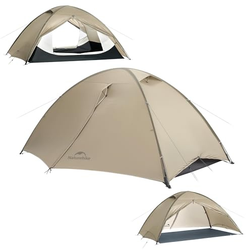 Naturehike Giling Pro - Tienda de campaña tipo cúpula para 1 o 2 personas, 4 estaciones, ultraligera e impermeable, para mochileros, excursiones y actividades al aire libre (marrón/2 personas)