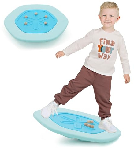 HOMCENT Balance Board per Bambini con 5 Sfere di Legno, Tavola di Equilibrio per Bambini, Allenamento di equilibrio, carico 50 kg