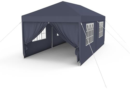 FIVMEN Pavillon 3x6m Partyzelt mit Seitenteilen und Fenstern Gartenpavillon Polyester UV Schutz Wasserdicht Windschutz Gartenzelt Zelt Outdoor, Anthrazit