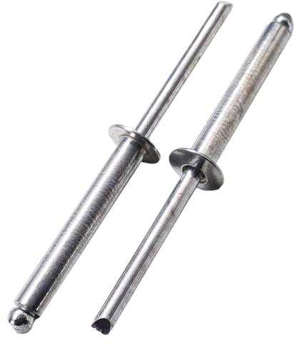SKIR'CO Lot de 300 rivets aveugles en acier zingué 4,8 x 30 mm, mandrin en acier, rivets pop tête bombée DIN 7337