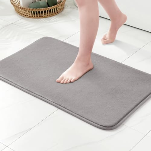 MIULEE Badezimmerteppich Memoryschaum Badematte Badteppich Grau 40x60cm | Wasserabsorbierend Duschvorleger Teppich Badvorleger Duschmatte Deko Fussmatte rutschfeste Matte für Badezimmer Wohnzimmer