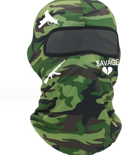 Máscara de esquí con un solo agujero, protección solar, pasamontañas de cara completa, para deportes al aire libre, térmico, para hombres y mujeres, Verde militar, 7