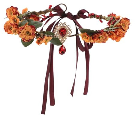 CAXUSD Blumenkranz Kopfstück Mit Strasssteinen Handgefertigte Elfische Blumenhaube Für Hochzeiten Festivals Und Partys Bunte Blumenkrone Für Frauen Und Mädchen