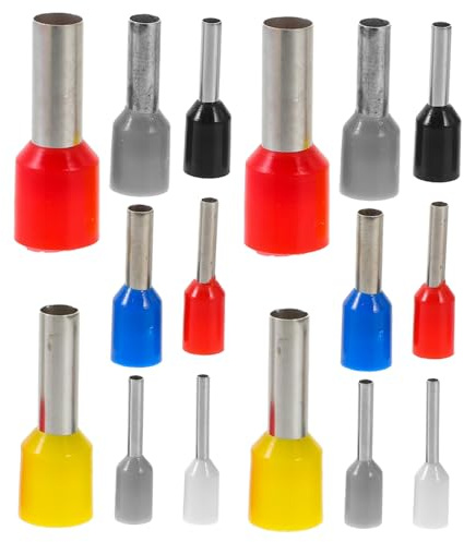 HAWILLOSCH 1200pcs Insulated Wire Crimp Terminal Connectors Kit E-type Copper Wire Ferrules 4 Gauge Round Electrical End Terminals Assortment for Wiring and Electrical Splicing