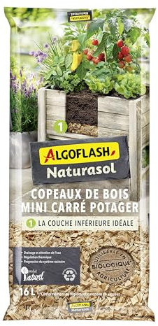 Algoflash Naturasol Copeaux de Bois idéal Carré Potager - 16 L