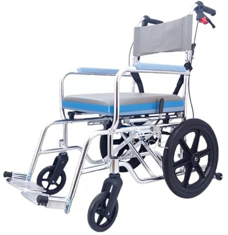 ZGYOZMNG Fauteuil Roulant de Toilette Mobile Pliable pour Personnes âgées, Chaise percée de Transport de Chevet avec Roues, Roues antidérapantes élargies, Charge de 100 kg, pour Petite Douche