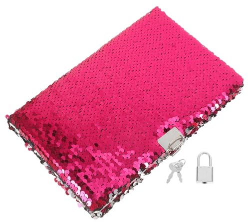 Abschließbares Pailletten Notizbuch mit Schloss und Schlüssel für Mädchen | Meerjungfrauenform, Papier mit Sequin Kunststoff, Interaktives Design, Einschulung Feier Geschenk