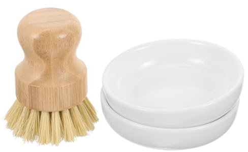Alipis Pot Brush for Kitchen Cleaning Wood Handle Scrub Brush Palm Bristles for Cookware