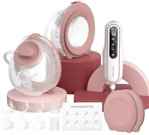 Momcozy Breast Pump V2 Pro, Hospital-Grade Suction, Ultra-Lightweight Hands-Free & Portable Wearable Pump, Upgraded Integrated DoubleFit Flange, 3 Modes|9 Levels