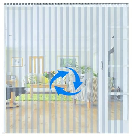 Transparente Kunststoff-Türvorhangstreifen, isolierter PVC-Streifenvorhang für Energieeinsparung in Küche, Lager, Garage, Geschäft, Scheune, transparentes thermisches Material, 90 x 250 cm