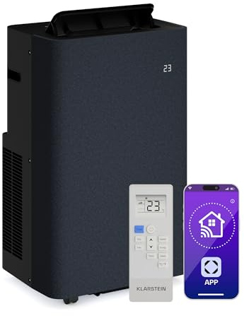 Klarstein AireLux Aire Acondicionado Portátil - 14,000 BTU, Hasta 30 m², Control App & Voz, 4-en-1 Frío & Calor, Deshumidificador, Ventilador & Modo Sueño, Operación Silenciosa, Gris oscuro