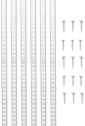 VEVOR Pilastri per Mensole, Binari per Mensole Regolabili in Metallo Rivestito, Inserti per Strisce di Pilastri con 32 Viti, per Scaffalature a Parete e Armadio, 923 x 17 x 6,5 mm, 8 Pezzi