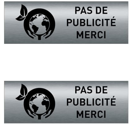 AUA SIGNALETIQUE - Plaque SIGNALÉTIQUE Aluminium Brossé AluSign 75X25 mm - (Pas de Publicité Noir Lot 2)