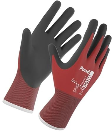Pawa PG122 Ultra Comfortable Grip Gloves – Latex-Coated Grip, Breathable Safety Gloves with PawaGrip Microfoam, PawaDEX Dexterity & PawaFIT Anti-Fatigue Technology - Small