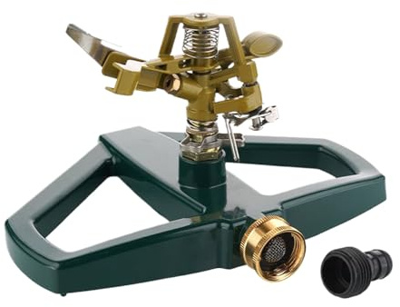 Arroseur de jardin - Arroseur à eau en métal résistant, rapide avec pulvérisation rotative à 360 degrés pour grandes surfaces