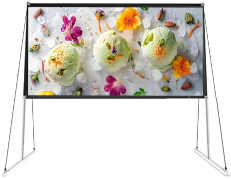Genérico Pantalla de Proyección con Soporte, Portátil 16:9 4K HD Pantalla de Proyector con Bolsa de Transporte para Interiores y Exteriores, Cine en Casa(100inch(16:9))