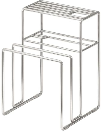 Geonoy Support de planche à découper, organiseur de planche à découper multifonctionnel en acier inoxydable pour la maison, l'armoire, la cuisine, le comptoir, le dortoir