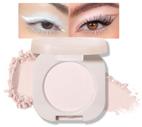 Fard à paupières simple pressé, ombre blanche mate hautement pigmentée, poudre pressée végétalienne imperméable pour la base et le surlignage
