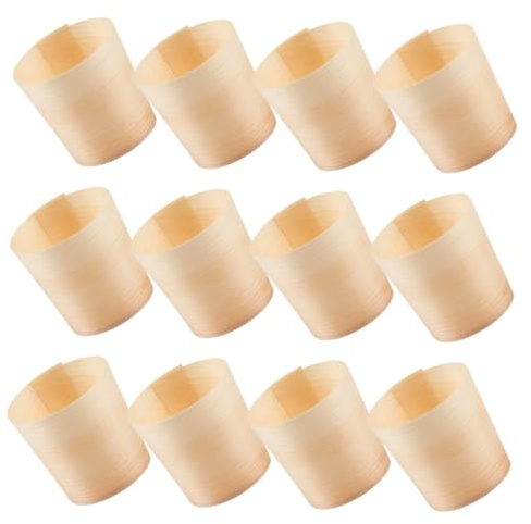 BATHVEVE Wooden Cups 50Pcs 2.36In Party Cups for Drinks and Desserts Portable Serving Containers for Festivals Home Banquets