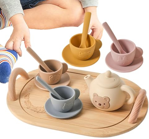 Rollenspielset für Kleinkinder – pädagogisches Lernspielzeug, Spielzubehör für die Kinderküche, entwicklungsförderndes Geschicklichkeitsspiel, lustige Partyzeit | Kinder-Teeservice für drei bis fünf J