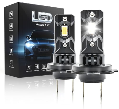 Onraying H7 LED, 50000LM 6500K Blanc Froid, 12V Ampoule H7 LED de Phares Voiture Automobile Avec Ventilateur, 900% Luminosité, 1:1 Mini Taille, Remplacemenes HalogèNes, Plug-N-Play, 2 Pièces