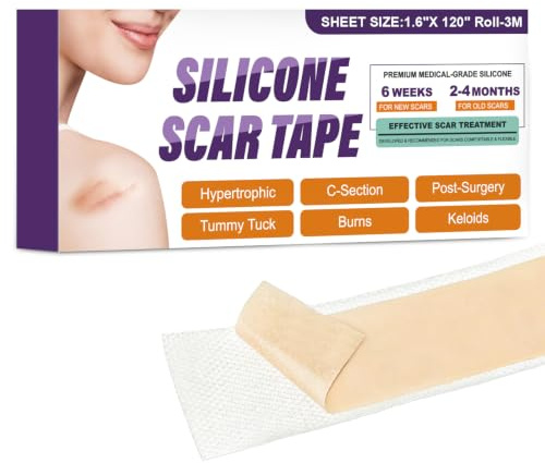 Psecici Medical-Grade Silicone Scar Tape - 4cm x 3M | Designed for C-Section, Surgical Scars, Keloid & Tummy Tuck | Breathable, Waterproof Silicone Sheets for Scar Care