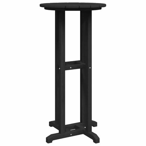 TEKGHUT Runder Stehtisch Schwarz 55x55x107 cm, Outdoor Bartisch aus wetterfestem Polyethylen, moderner runder Bartisch für Garten und Terrasse, einfache Montage, robuste Konstruktion