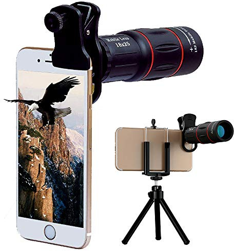Patasen Universal 18X Teleobjetivo Móvil Smartphone Lente de Zoom con Trípode para iPhone X 8 7 6 Plus 6S Samsung Galaxy S8 S8 S7 Huawei y la mayoría de teléfonos Inteligentes Android