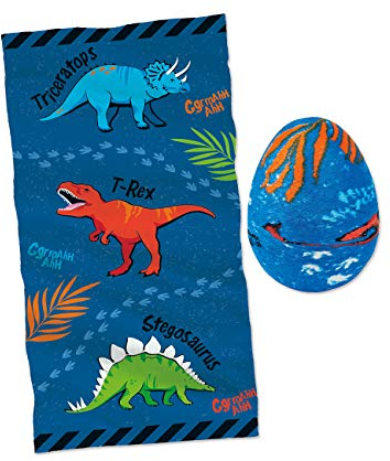 Moses. Zauberhandtuch Dino-Ei – Cooles Handtuch für den Kindergeburtstag, Kleines Baumwollhandtuch für Hände und Gesicht, 100% Baumwolle mit Dino-Design, 30 x 60 cm