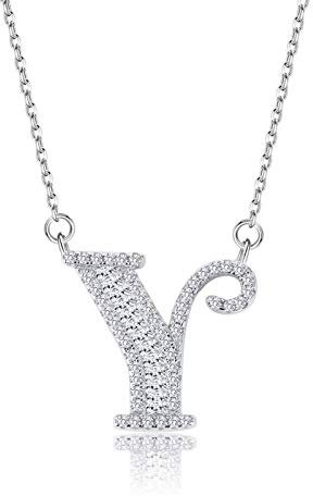 Beydodo 925 Sterling Silber Kette mit Anhänger Zirkonia Buchstabe Y Silber Halskette Damen Hochzeit Partnerkette